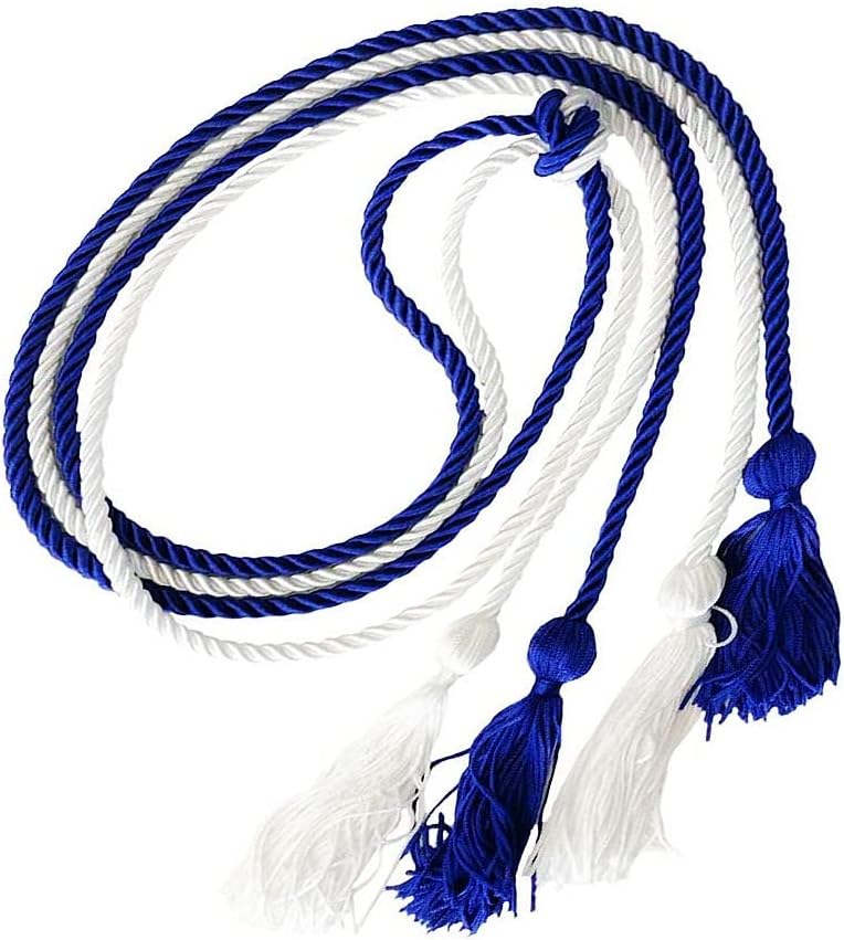 HEPNA Handmade Graduation Honor Cords, 2 PCS 68 Inch,RoyalBlue and White - Image 1